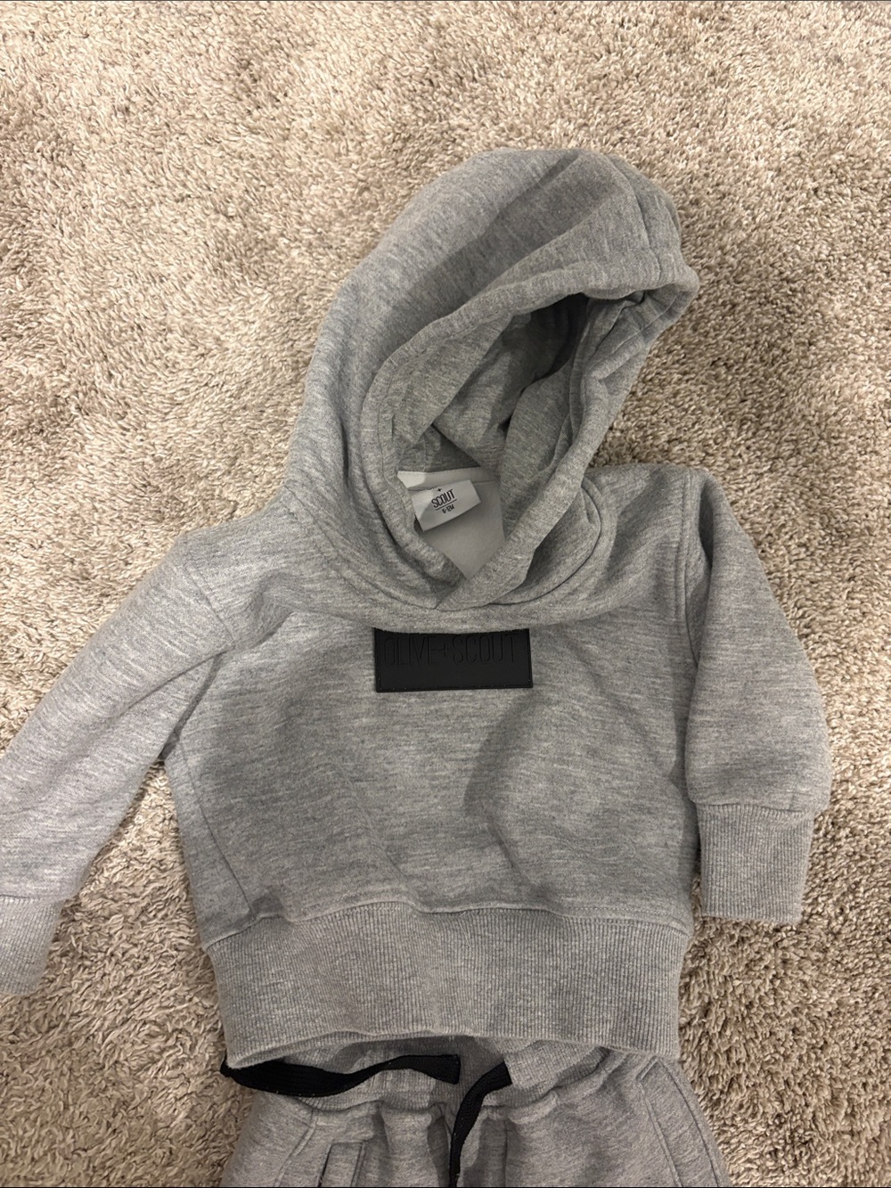 Baby Olive + Scout Grey Hoodie & Jogger Set with Black Patch Detail - Picture 3 of 5